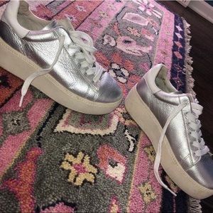 ASH metallic silver platform sneakers